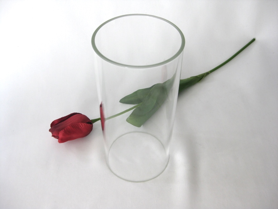 Glaszylinder 20,5 cm h, 9,5 cm Ø, ohne Boden, Klarglas weiß