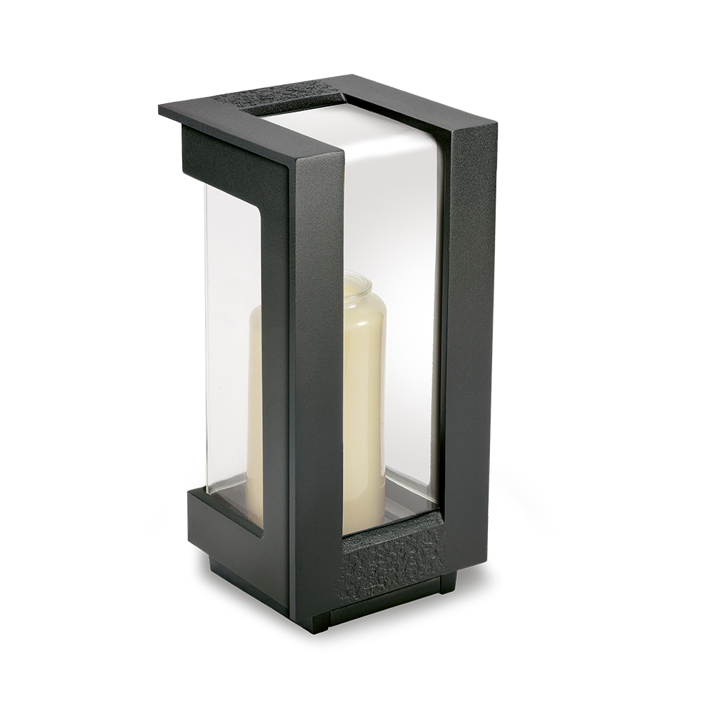 Außergewöhnliche Laterne, 4 Graustufen, edler Grabschmuck | Aluminium schwarz
