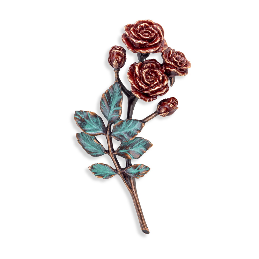 Rosenzweig mit 5 Blüten, Bronze