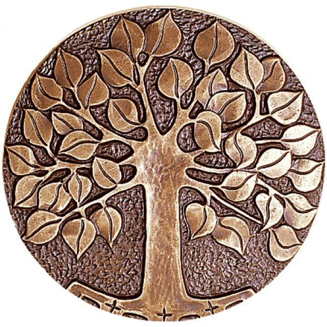 Lebensbaum, rund, auf Platte, Bronze oder Aluminium