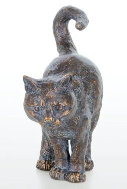 Katze, stehend, Bronzeskulptur, Gartenbronze
