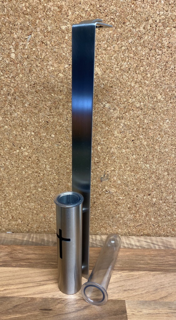Vase für Kolumbarium zum Einhängen- oder klemmen | mit Kreuz zum Klemmen