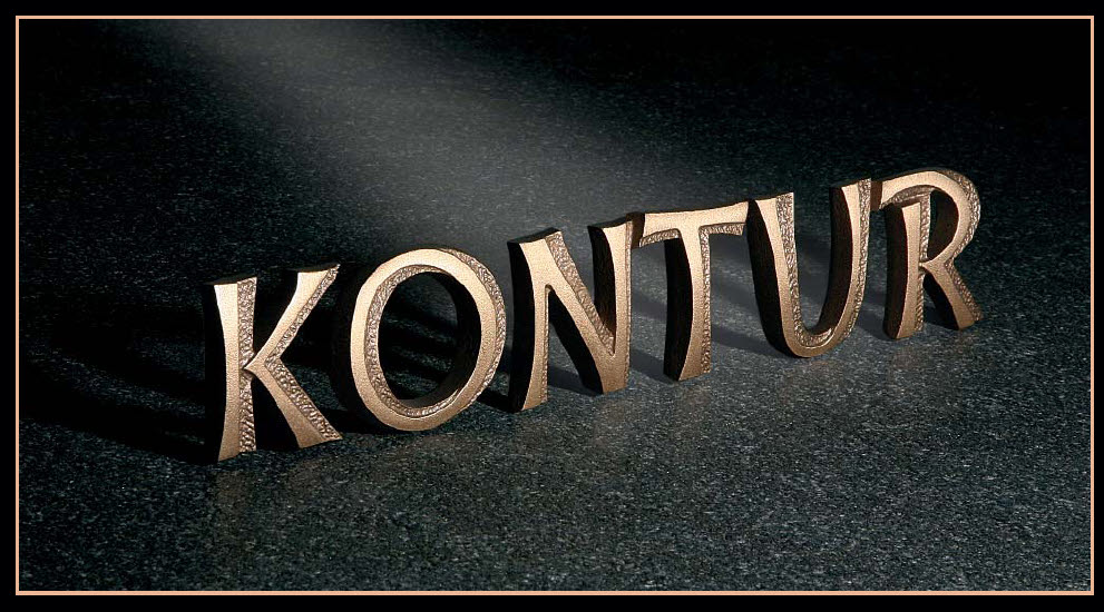 Bronzebuchstaben, "Kontur", Grabstein, Schrift, Einzelbuchstaben