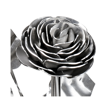 Rose, gefüllte Blüte, am Stab, Edelstahl, Inox, Grabschmuck