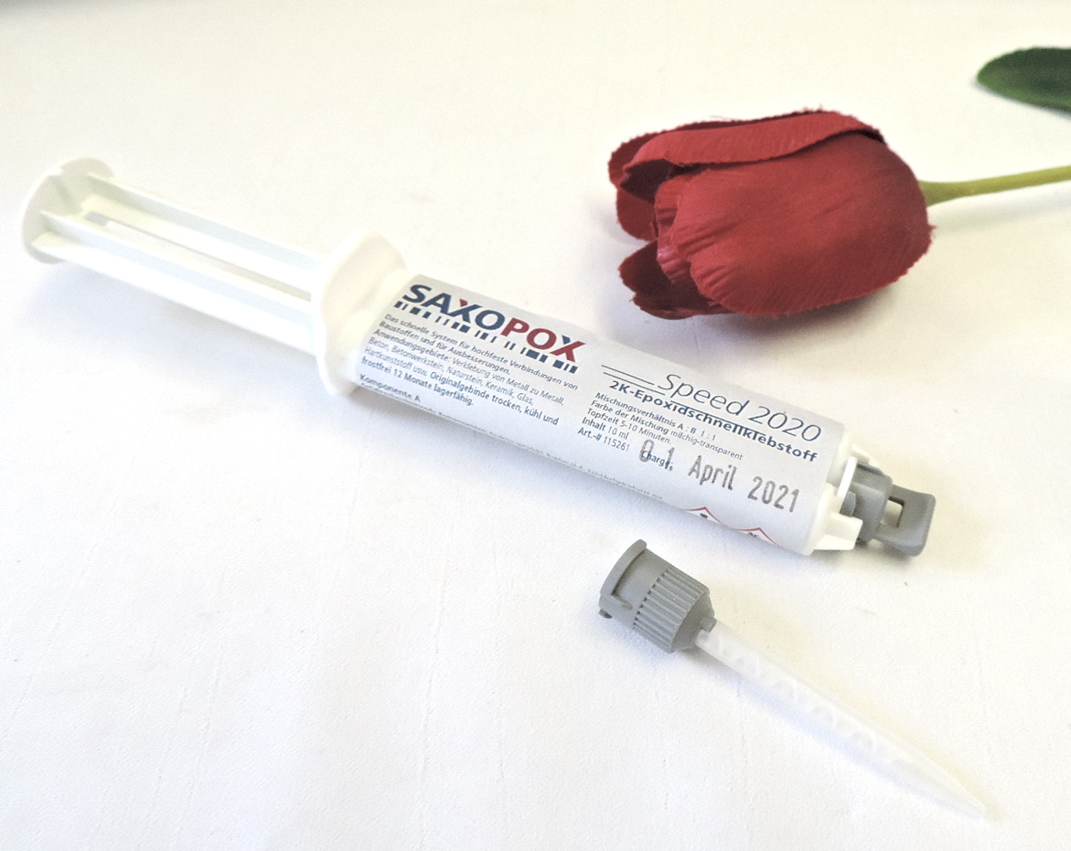 2- Komponentenkleber, Epoxidschnellklebstoff, Saxopox, mit Mischdüse