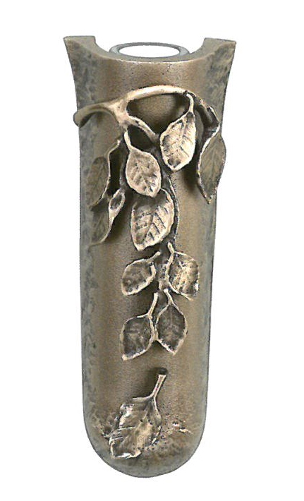 Urnenwandvase,Vase, mit Blattranke, Urnengrab | Bronze - braun