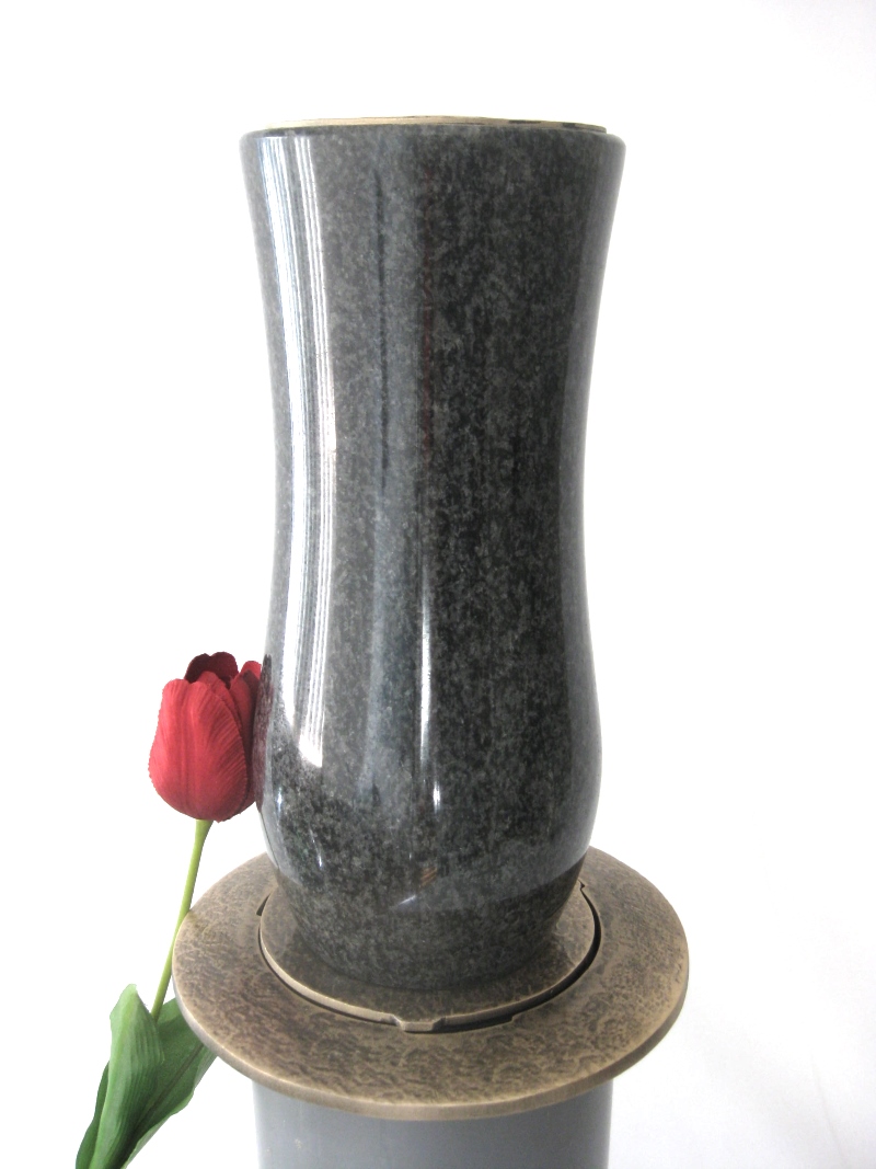 Senkvase, Stein mit Bronze, Vase versenkbar