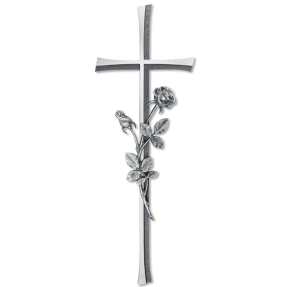 Grabkreuz, Kreuz, mit Rosenzweig, Grabschmuck