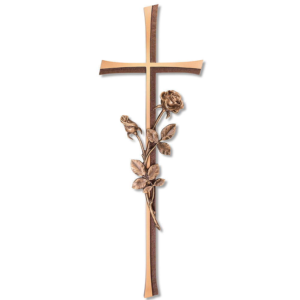 Grabkreuz, Kreuz, mit Rosenzweig, Grabschmuck