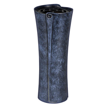 Vase mit Schriftrolle blauschwarz