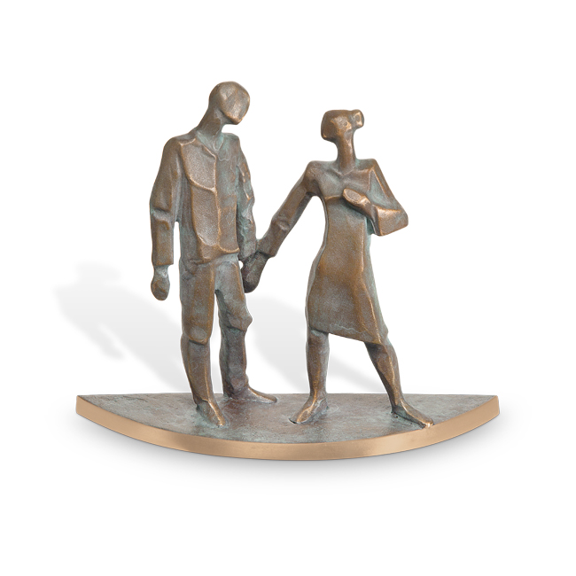 "Loslassen", Paar, Bronzeskulptur, Abschied