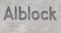 Buchstaben  "Alblock" aus Aluminium grau