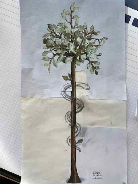 Lebensbaum, mit Schlange, 120 cm, Bronze