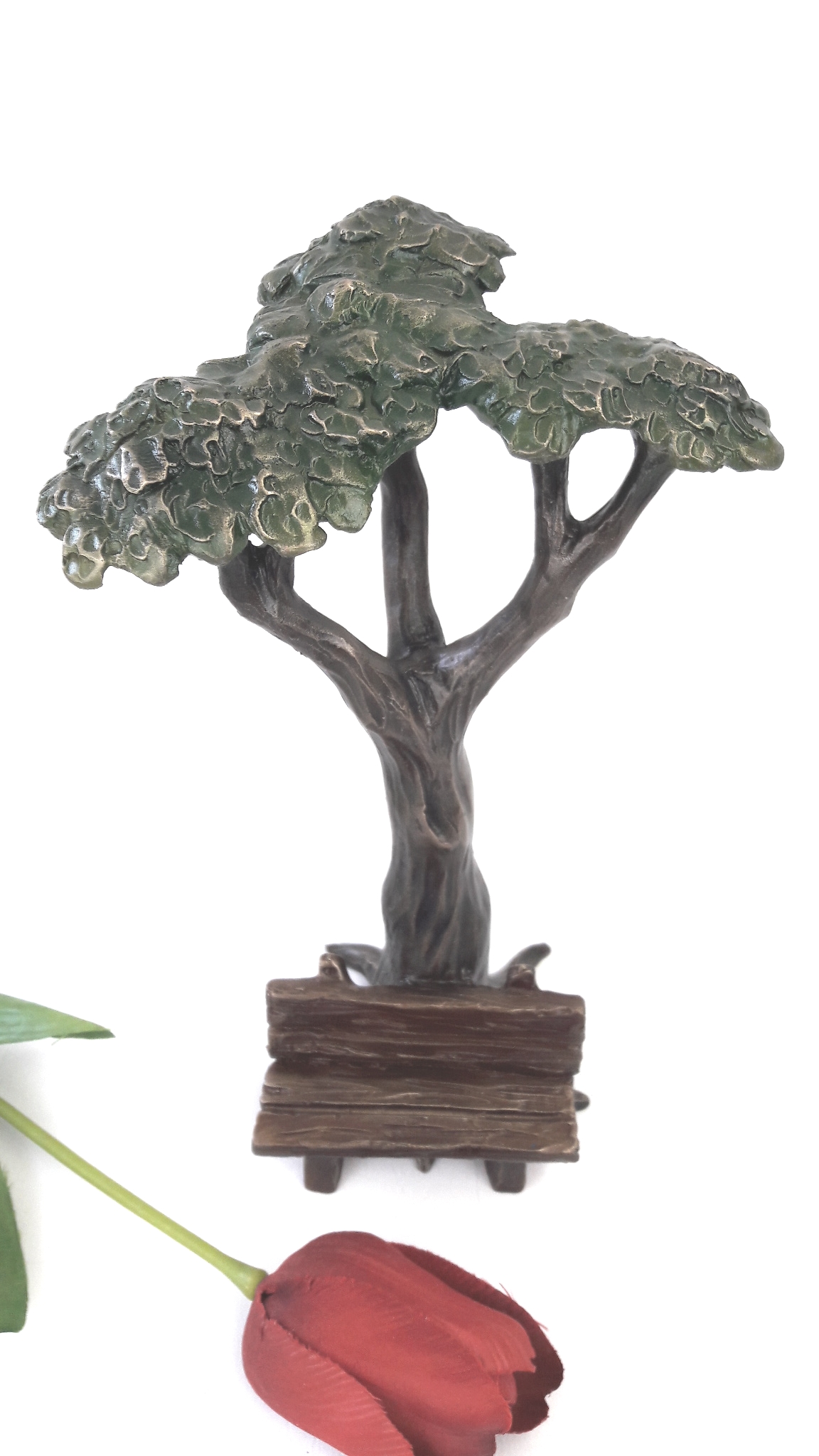 Grabschmuck, Baum mit Bank Bronze 20 cm H