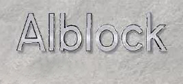 Buchstaben  "Alblock" aus Aluminium hell