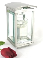 Laterne, "Quadrat", aus Edelstahl, Grabschmuck, Inox