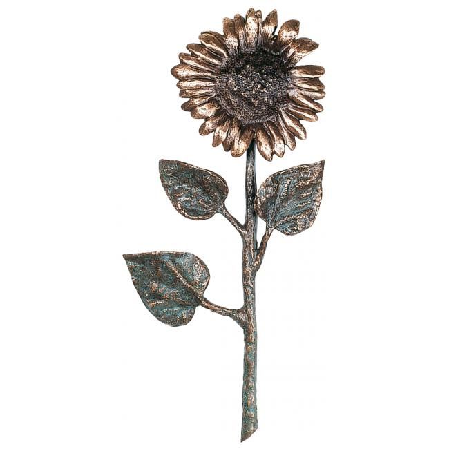 Sonnenblume, handcoloriert, Bronze, Blumenschmuck, Grab