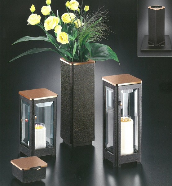 Grablaterne Aus Stahl Mit Gelben Scheiben – Inkl. LED-Grablicht, 21 Cm Hoch, Schwarz
